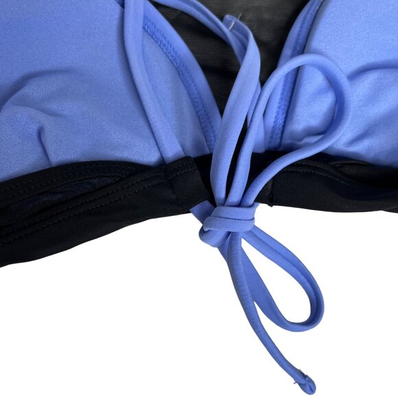 Xhilaration Bathing Swim Suit Top Size Medium Black Blue Bikini Mesh Overlay New - Picture 5 of 9
